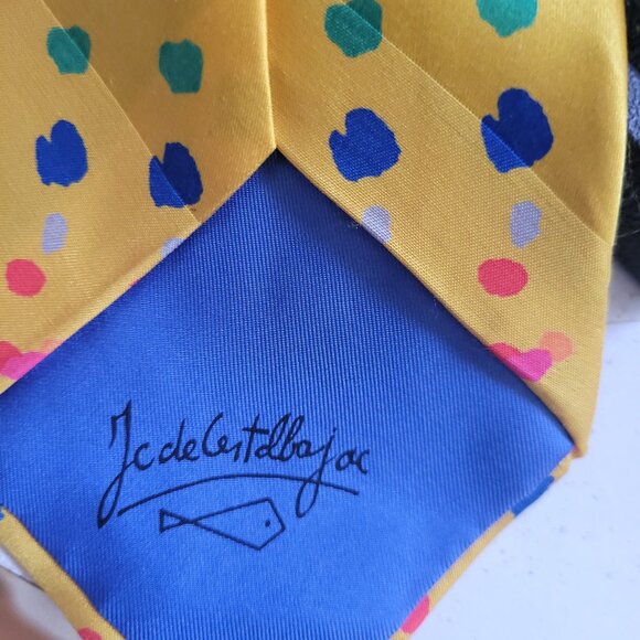 Men's Vintage 100% Silk Tie Hand Painted Silk Tie from Jean De Castellbajac - Picture 4 of 4